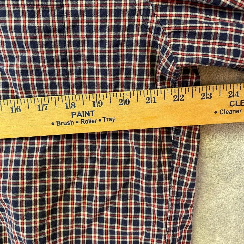 J.Crew Shirtings Washed Tartan Shirt Mens XL Red Blue Plaid Button Front Cotton